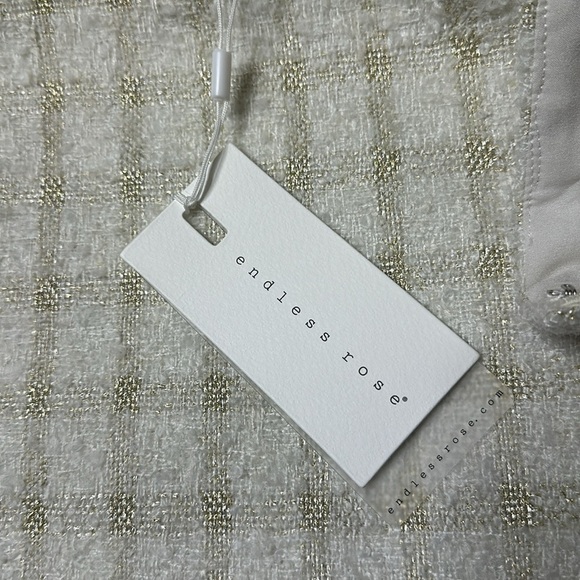 NWT Endless Rose ‘Leading Lady Plaid Tweed Ivory Mini Skirt size XL - Picture 10 of 15